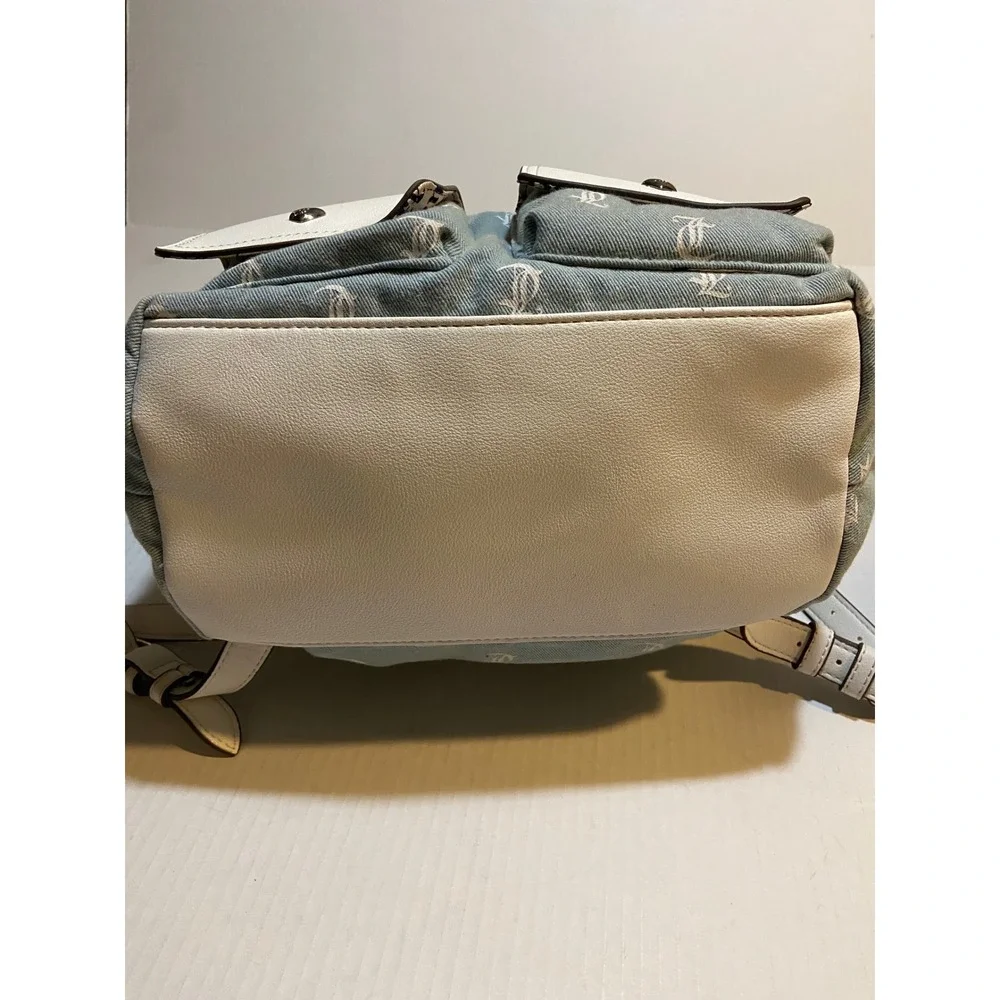 Juicy Couture‎ Pack it Up Washed Denim Backpack White  Rhinestones Small